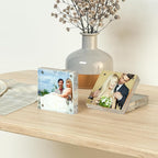 Acrylic 4x4 Square Picture Frame 4 Pack, Magnetic Picture Frames for 4x4 or 3x3 Pictures Display, Photo Frames Desktop Display, Freestanding