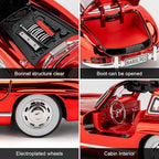1/24 300SL Diecast Car Model Toy, Collectible 300SL Vintage Car with Sound and Light, Zinc Alloy Pull Back Toy Vehicle for Adult Boys Girls (Red)