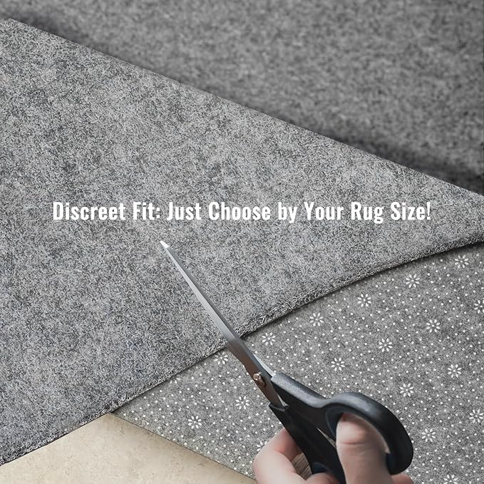 Back Side 3D PVC Dots Felt Rug Underpad, 9x12 Ft,1/6 Inch Thick Cushioned Rug Pad Gripper for Hardwood Floors, Vinyl, Laminate, Stone, Carpet & Tile, Under Rug Padding Protects Floors