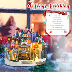 taman Christmas Village Houses - Musical Collectible Buildings with Moving Train Warm Light Ornaments for Christmas Holiday Decorations