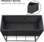 SUNNYPARK Tall Planters for Outdoor Plants Rattan Modern Elevated Planter Box with Removable Liners Indoor Outdoor Porch Patio Flower Pot (27.5’’ x 12’’ x 27.5’’)