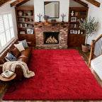 9x12 Ft Extra Large Shag Rugs for Living Room, Ultra Soft Fluffy Furry Area Rugs for Bedroom Indoor Floor, Aesthetic Carpet for Kids Home Decor (Red)