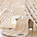 Chunky Knit Blanket - Luxury Soft Cozy 61 * 79 Bold Throw Blanket,100% Woven Blanket Rope Knot Throw Blanket for Couch, Sofa, Home Decor, Gift - Machine Washable（Cream）