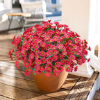 Daisy Artificial Flowers for Outdoors Summer Fall Decor, 6 Bundles Fake Mums Silk Flowers for Outside Look Real UV Resistant Fake Plants Faux Flowers for Planter Front Door Home Indoor Porch, Hot Pink