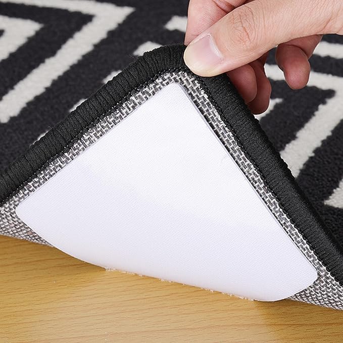 Audend Double Carpet Pad, Non Skid Sided Rug Tape 12 Pack, Rug Gripper on Wood Floor and Tile Floors, White Carpet Gripper for Indoor, Outdoor, Home, Kitchen,Living Room