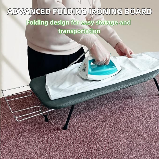 Compact Foldable Tabletop Ironing Board - with Iron Rest and Heat Resistant Cover, Portable Non-Slip Mini Iron Board for Home and Travel