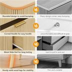 Alohappy Fluted 6 Drawer Dresser with Charging, 57" Wide Wood Dresser TV Stand, Mid Century Modern Long Dressers with Curved Profile Design for Closet (Natural Oak, 17.7" D x 57" W x 31.5" H)