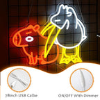 LISIGNVE Capybara Pelican Neon Sign for Wall Decor Funny Capybara Led Neon Light Sign Pelican Neon Light for Children's Room Kindergarten Bedroom Zoo Art Wall Decor(16.5”*12.6”)