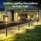 Solar Pathway Lights Outdoor Decor: Upgraded 4 Pack Bright Solar Powered Garden Lights Waterproof IP65, Long Lasting Decorative Outdoor Light for Yard Garden Patio Walkway Path (Warm White, 4 Pack)