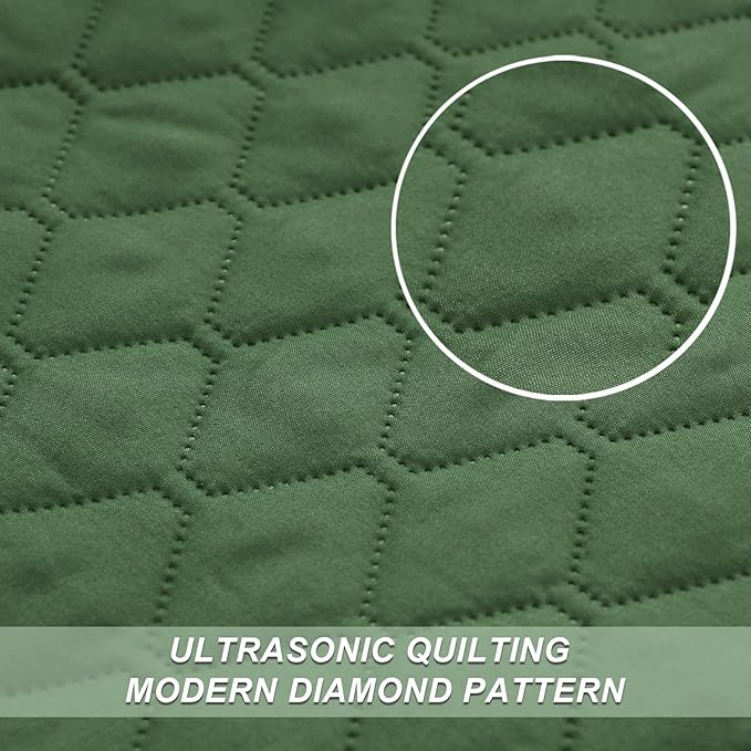 Exclusivo Mezcla Reversible California King Size Quilt Bedding Set with Pillow Shams, Lightweight Quilts Cal King Size, Soft Bedspreads Bed Coverlets for All Seasons - (Olive Green, 112"x104")