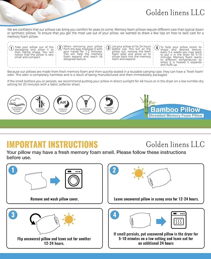 King Pillow Memory Foam - Stay Cool Removable Cover with Zipper - Hotel Quality Pillow Relieves Snoring,migraines, Insomnia, Neck Pain and Tmj, Also Help with Asthema (King)