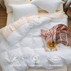 Bedsure White Oversized Queen Duvet Cover - 3 Pieces Prewashed Cotton-Like Extra Soft Bedding Set, Includes 1 Duvet Cover 98x98 Inches with Zipper Closure & 2 Pillow Shams, Comforter Not Included