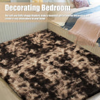 Shag Area Rug for Bedroom 5x8,Fluffy Area Rugs for Living Room,Soft Fuzzy Rug Non-Shedding Indoor Plush Carpet for Kids Bedroom Nursery Dorm Home Decor,Tie-Dyed Coffee
