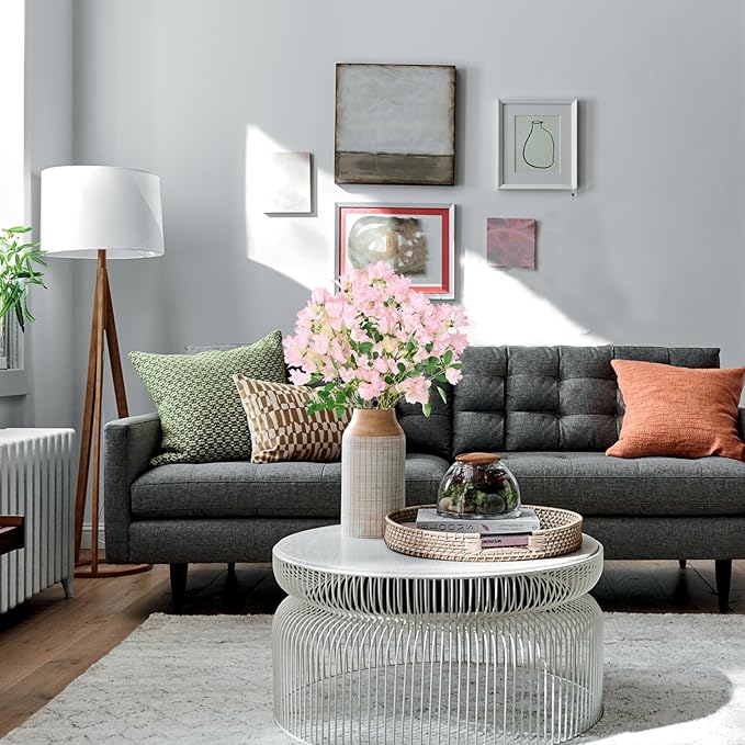 IPOPU 4Pcs Faux Pink Artificial Delphiniums, 24.8 Inch Long Stem Artificial Jacaranda Flowers for Tall Vases, Fake Delphiniums for Artificial Flower Arrangements, Home Party Decorations