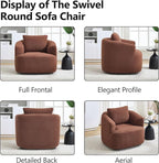 Swivel Accent Chair,360° Rotating Barrel Chair,Teddy Fleece High-Resilience Sponge Single Sofa, Easy Assembly for Living Room, Bedroom, Apartment Brown