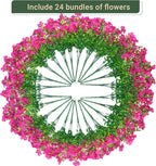 24 Bundles Artificial Flowers for Outdoors & Indoors – UV Resistant Faux Plastic Plants for Garden, Patio, Porch, Window Box, Home Decor – Lush & Vibrant Fake Flowers, Rose red