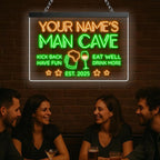 Custom Bar Neon Sign Personalized LED Signs for Man Cave Cool Home Bar Lighted Acrylic Table for Men Lounge Workshop Garage Poker Billiards Tavern Wall Decor Gifts
