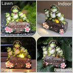 Funny Frog Statues For Garden - 7'' Mothe & Sons Solar Frog Garden Decor Frog Garden Statue For Yard Patio porch Lawn Birthday Christmas Thanksgiving Housewarming Frog Gifts For Women Mother.