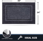 PURRUGS Dirt Trapping Door Mat 24" x 36", Non-Slip/Skid Machine Washable Entryway Rug, Shoes Scraper, Area Rug, Super Absorbent Welcome Mat for Muddy Wet Shoes and Paws, Bluish Grey & Charcoal