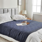 CozeCube Check Knit Throw Blanket, Steel Blue Checkered Throw for Couch, Decorative Christmas Soft Cozy Warm Knitted Blanket for Bed Sofa Living Room, 50"X60"