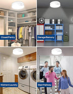 Battery Operated Motion Sensor Ceiling Light Indoor, LED Fixture Wireless Wall Light with Remote Control Brightness Dimmable Timer Setting Daylight for Closet Garage Shed, 2 Pack