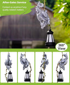 Solar Dragon Figurine Garden Statue: Outdoor Hanging Climbing Ornament with Lantern for Yard Art Lawn Balcony Patio Porch Decor- Birthday Gifts for Mom Women Father