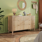 WLIVE Fluted Dresser for Bedroom with 6 Drawers, 54" Wide Wood Dresser with Metal Handles, TV Stand for 65 inch TV, Mid Century Modern Chest of Drawers for Living Room, Hallway, Closet, Natural Oak