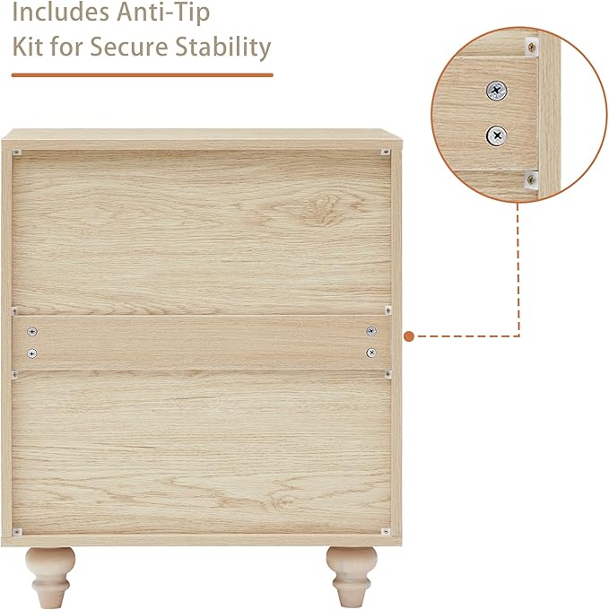 3 Drawer Dresser for Bedroom, Mid Century Modern Closet Dressers Chest of Drawers, Fluted Wood Wide Nightstand Storage Dresser with Drawers for Living Room, Dressing Room, Entryway, Hallway, Natural