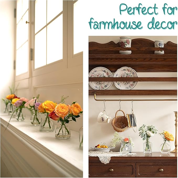 Bud Vases Set of 24, Glass Bud Vase in Bulk, Clear Bud Vases for Centerpieces, Small Vases Flowers Vintage Vases for Rustic Wedding Home Decor Floral Arrangements Mini Glass Bud Vase