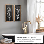3D Vintage Black Living Room Decor (Set of 2) Lightweight, Wooden Ready-to-Hang Framed Moody Floral Wall Art for Bathroom, Bedroom or Office - Dark Textured Boho Farmhouse Wall Decor - Gift-Boxed