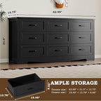 9-Drawer Dresser for Bedroom, Modern Wooden Chest of Drawers with Metal Handles, Anti-Tipping Design, Sturdy and Stable Storage Organizer for Living Room, Entryway, Home Office