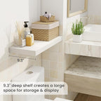 Fun Memories 24 Inch Floating Shelves for Wall, 9 Inch Deep White Rustic Wood Wall Mounted Shelves for Bathroom, Kitchen, Living Room, Set of 2