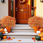 Uieke 16 Bundles Artificial Fall Flowers No Fade Faux Autumn Plants, Fake Indoor Outdoor Greenery for Thanksgiving Table Centerpiece Christmas Wedding Party Home Garden Fireplace Décor (Orange)