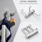 Angle Simple Swivel Towel Hook 3 Arms, SUS 304 Stainless Steel Foldable Robe Towel Hook for Bathroom, Wall Coat Holder, Brushed Nickel