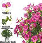 Artificial Fake Flowers for Outdoor Spring Decoration, 16 Bundles Faux Silk Colorful Daisy UV Resistant Realistic for Outside Porch Patio Home Yard Garden Planters Pots Window Box (Red Purple)