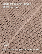 YnM Chunky Cotton Knit Throw Blanket, Cable Knit Throws for Bed Couch Sofa, Comfy & Relaxing, Decorative Piece for Farmhouse Modern Boho Rustic Scandinavian Chic Vibe, Beige 40x50 Inches