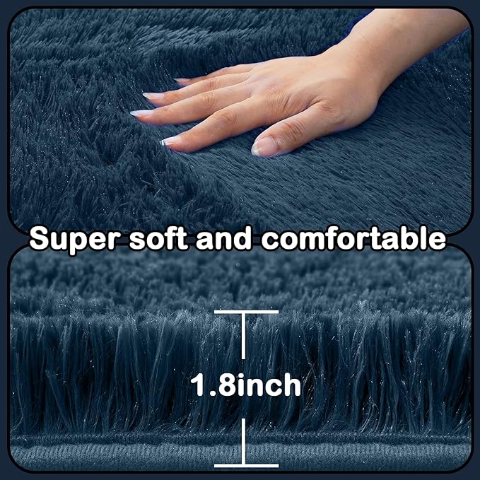 Area Rug 10x14 for Living Room: Large Shag Rug Navy Blue for Living Room - Area Rug 10 x 14 Modern Indoor Soft Shaggy Fuzzy Floor Carpet.(Navy Blue/10x 14 Feet)