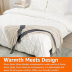 Amazon Basics Room Decor Throw Blanket, Lightweight and Cozy in Polyester, Ivory With Blue Cross-check Pattern, 50"x 60"