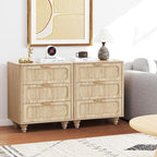 Fluted Nightstand Set 2 22.9'' Wood Nightstands with Drawers Bedside Table Set of 2 Mid Century Drawer Dresser for Bedroom Living Room Natural