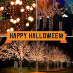300LIGHTS(2*150L) ORANGE Extra-Bright With End Connectors Halloween Decorative Lights 19.44m UL Certified Mini String Light Set Waterproof for Halloween Home Garden Christmas Tree Party Patio