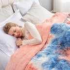 GONAAP Fuzzy Faux Fur Throw Blanket Queen Size Tie-dye Sunset Super Soft Cozy Plush Fuzzy Shaggy Blanket for Couch Sofa Bed (Tie-dye Sunset, Queen(90"x90"))