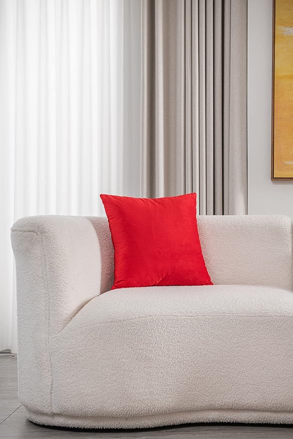 26x26 Euro Pillow Covers : 2 Pack Cozy Soft Velvet Oversized Couch Pillow Shams, Square Throw Pillow Cases for Living Room Sofa, Red