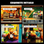 Toy-Store Lighting Building-Bricks Set – City Town Modular Townhouse Toy Shop Dollhouse LED Light Display Model 3086 Pcs Construction Kit for Adults and Teens