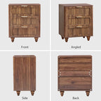 3 Drawer Dresser for Bedroom, Mid Century Modern Closet Dressers Chest of Drawers, Fluted Wood Wide Nightstand Storage Dresser with Drawers for Living Room, Dressing Room, Entryway, Hallway, Walnut