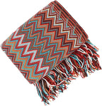 Boho Throw Blanket - Bohemian Fringe Tassels， for Bed Couch Soft ChairBlanket Double Sided (50"x70") (Red)