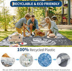 GAOMON Waterproof Outdoor Rug 8x10 Reversible Outdoor Plastic Straw Rug Modern Patio Carpet, Foldable Lightweight RV Camping Mat with Portable Bag & 4 Stakes, UV Resistant & Sturdy for Picnic, Grey