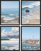 SIGNWIN Framed White Aerial View Blue Ocean Wave Beach Shore Wall Art, Set of 4 Landscape Colorful Wall Decor Prints, Nature Wilderness Wall Décor for Living Room, Bedroom - 12"x16" Black