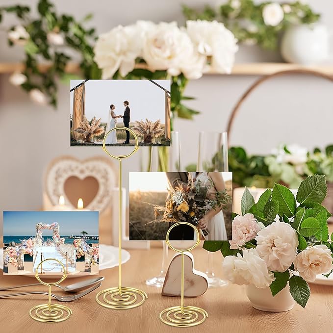36PCS Table Number Holders 3 Size Place Card Holder Wire Picture Photo Table Sign Stand Name Numbers Menu Memo Note Clips for Centerpieces Wedding Anniversary Reception Birthday Party