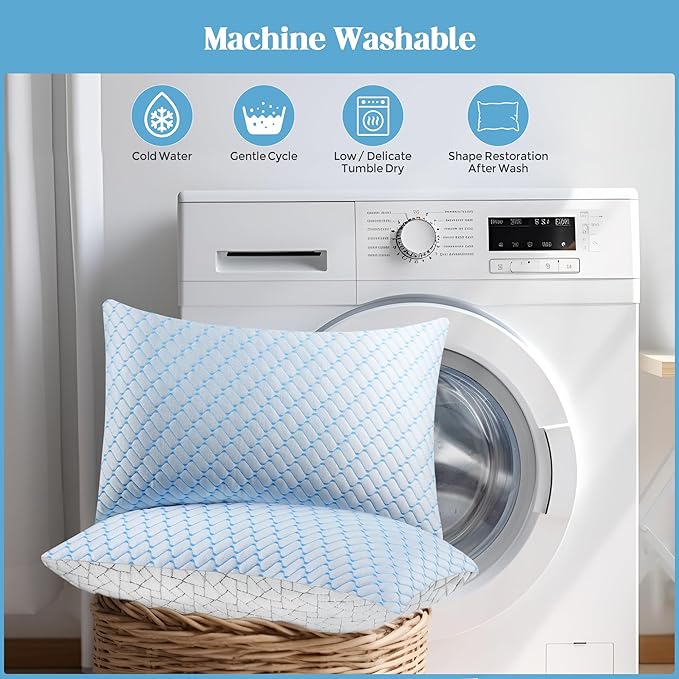 Bafode Memory Foam Pillows King Size Set of 2 Cooling Bed Pillow 2 Pack Shredded Memory Foam Pillow for Sleeping 20x36