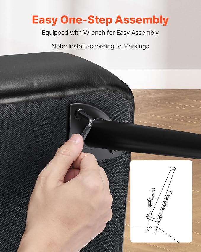 VEVOR Leather Storage Ottoman Bench, PU Leather Bench with Storage and Metal Legs, Modern Shoe Benches Seat for Entryway, Upholstered End of Bed Benches for Living Room, Dining Room, Hallway, Black